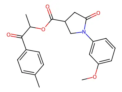 1-(4-methylphenyl)-1-oxopropan-2-yl 1-(3-methoxyphenyl)-5-oxopyrrolidine-3-carboxylate structure