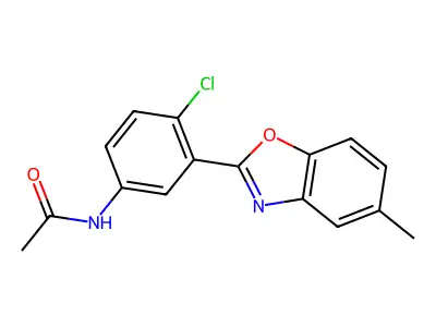 N-[4-chloro-3-(5-methyl-1,3-benzoxazol-2-yl)phenyl]acetamide structure