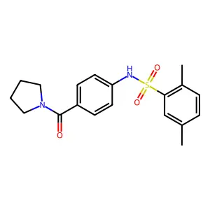 2,5-dimethyl-N-[4-(pyrrolidine-1-carbonyl)phenyl]benzene-1-sulfonamide structure