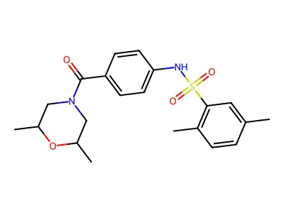 N-(4-(2,6-dimethylmorpholine-4-carbonyl)phenyl)-2,5-dimethylbenzenesulfonamide structure