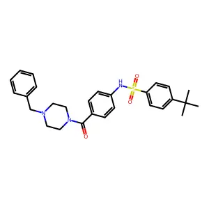N-[4-(4-benzylpiperazine-1-carbonyl)phenyl]-4-tert-butylbenzenesulfonamide structure