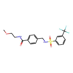 N-(2-methoxyethyl)-4-[[[3-(trifluoromethyl)phenyl]sulfonylamino]methyl]benzamide structure