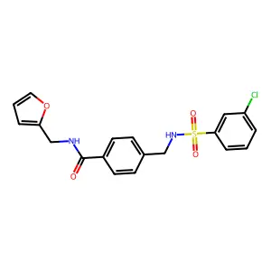 4-[[(3-chlorophenyl)sulfonylamino]methyl]-N-(furan-2-ylmethyl)benzamide structure