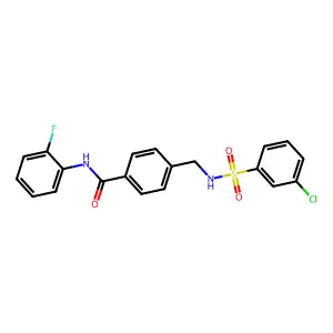 4-[[(3-chlorophenyl)sulfonylamino]methyl]-N-(2-fluorophenyl)benzamide structure