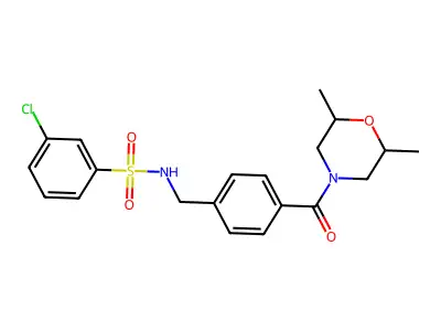 3-chloro-N-{4-[(2,6-dimethyl-4-morpholinyl)carbonyl]benzyl}benzenesulfonamide structure