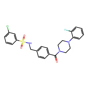 3-chloro-N-(4-(4-(2-fluorophenyl)piperazine-1-carbonyl)benzyl)benzenesulfonamide structure