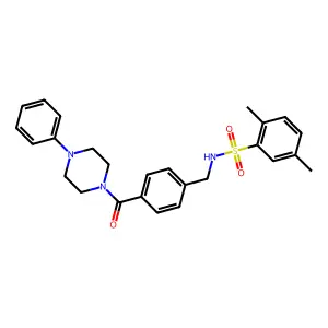 2,5-dimethyl-N-{4-[(4-phenyl-1-piperazinyl)carbonyl]benzyl}benzenesulfonamide structure