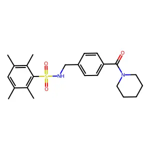 2,3,5,6-tetramethyl-N-[4-(1-piperidinylcarbonyl)benzyl]benzenesulfonamide structure