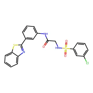 N-[3-(1,3-benzothiazol-2-yl)phenyl]-2-[(3-chlorophenyl)sulfonylamino]acetamide structure