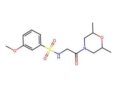 N-[2-(2,6-dimethyl-4-morpholinyl)-2-oxoethyl]-3-methoxybenzenesulfonamide structure