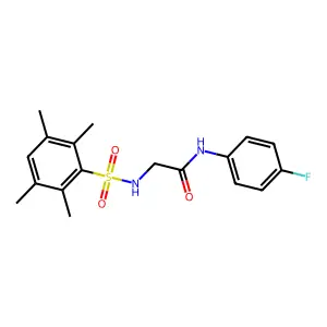 N-(4-fluorophenyl)-2-[(2,3,5,6-tetramethylphenyl)sulfonylamino]acetamide structure