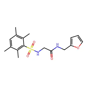 N-(2-furylmethyl)-2-{[(2,3,5,6-tetramethylphenyl)sulfonyl]amino}acetamide structure