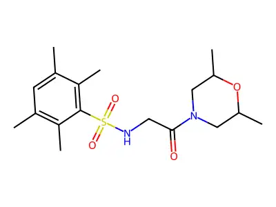 N-(2-(2,6-dimethylmorpholino)-2-oxoethyl)-2,3,5,6-tetramethylbenzenesulfonamide structure