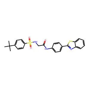 N-[4-(1,3-benzothiazol-2-yl)phenyl]-2-[(4-tert-butylphenyl)sulfonylamino]acetamide structure