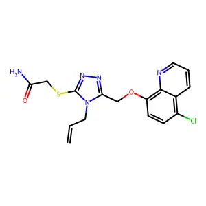 2-[[5-[(5-chloroquinolin-8-yl)oxymethyl]-4-prop-2-enyl-1,2,4-triazol-3-yl]sulfanyl]acetamide structure