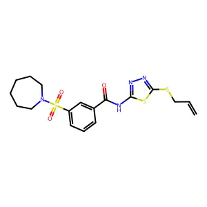 3-(azepan-1-ylsulfonyl)-N-[5-(prop-2-en-1-ylsulfanyl)-1,3,4-thiadiazol-2-yl]benzamide structure