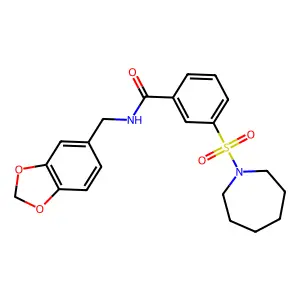 3-(azepan-1-ylsulfonyl)-N-(1,3-benzodioxol-5-ylmethyl)benzamide structure