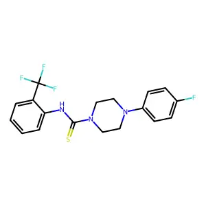 4-(4-fluorophenyl)-N-[2-(trifluoromethyl)phenyl]piperazine-1-carbothioamide structure