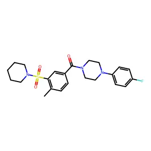 [4-(4-fluorophenyl)piperazin-1-yl]-(4-methyl-3-piperidin-1-ylsulfonylphenyl)methanone structure