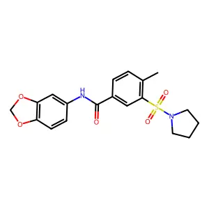 N-1,3-benzodioxol-5-yl-4-methyl-3-(1-pyrrolidinylsulfonyl)benzamide structure