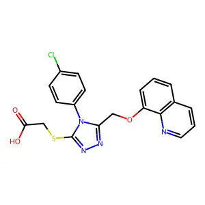 2-[[4-(4-chlorophenyl)-5-(quinolin-8-yloxymethyl)-1,2,4-triazol-3-yl]sulfanyl]acetic Acid structure
