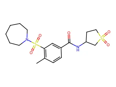 3-(azepan-1-ylsulfonyl)-N-(1,1-dioxothiolan-3-yl)-4-methylbenzamide structure