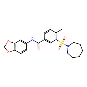 3-(azepan-1-ylsulfonyl)-N-(1,3-benzodioxol-5-yl)-4-methylbenzamide structure