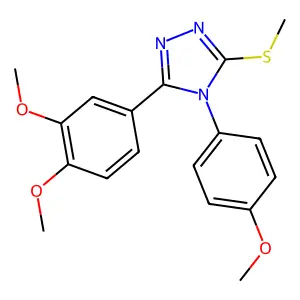3-(3,4-dimethoxyphenyl)-4-(4-methoxyphenyl)-5-(methylthio)-4H-1,2,4-triazole structure