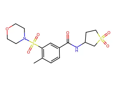 N-(1,1-dioxidotetrahydro-3-thienyl)-4-methyl-3-(4-morpholinylsulfonyl)benzamide structure