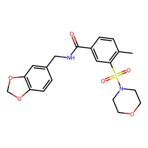 N-(1,3-benzodioxol-5-ylmethyl)-4-methyl-3-morpholin-4-ylsulfonylbenzamide structure