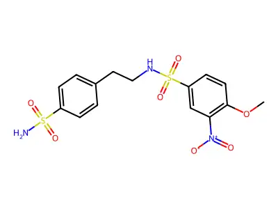 4-methoxy-3-nitro-N-[2-(4-sulfamoylphenyl)ethyl]benzenesulfonamide structure