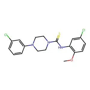 N-(5-chloro-2-methoxyphenyl)-4-(3-chlorophenyl)piperazine-1-carbothioamide structure