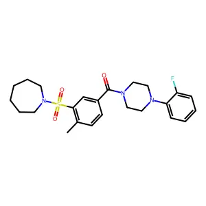 (3-(azepan-1-ylsulfonyl)-4-methylphenyl)(4-(2-fluorophenyl)piperazin-1-yl)methanone structure