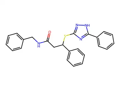 N-benzyl-3-phenyl-3-[(5-phenyl-4H-1,2,4-triazol-3-yl)sulfanyl]propanamide structure