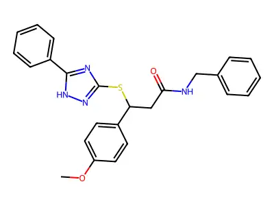 N-benzyl-3-(4-methoxyphenyl)-3-[(5-phenyl-4H-1,2,4-triazol-3-yl)sulfanyl]propanamide structure