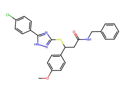 N-benzyl-3-{[5-(4-chlorophenyl)-4H-1,2,4-triazol-3-yl]sulfanyl}-3-(4-methoxyphenyl)propanamide structure