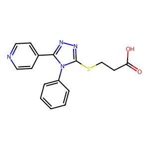 3-{[4-phenyl-5-(pyridin-4-yl)-4H-1,2,4-triazol-3-yl]sulfanyl}propanoic acid structure