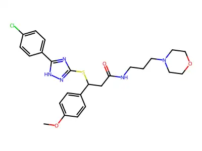 3-{[5-(4-chlorophenyl)-4H-1,2,4-triazol-3-yl]sulfanyl}-3-(4-methoxyphenyl)-N-[3-(morpholin-4-yl)propyl]propanamide structure