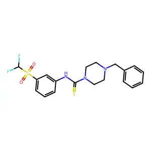 4-benzyl-N-[3-(difluoromethylsulfonyl)phenyl]piperazine-1-carbothioamide structure
