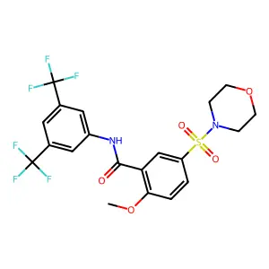 N-[3,5-bis(trifluoromethyl)phenyl]-2-methoxy-5-morpholin-4-ylsulfonylbenzamide structure