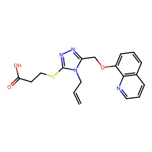 3-[4-Prop-2-enyl-5-(8-quinolyloxymethyl)-1,2,4-triazol-3-ylthio]propanoic acid structure
