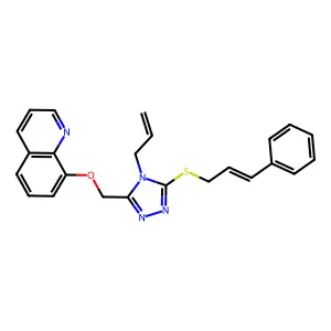 (E)-8-((4-allyl-5-(cinnamylthio)-4H-1,2,4-triazol-3-yl)methoxy)quinoline structure