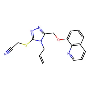 2-[4-Prop-2-enyl-5-(8-quinolyloxymethyl)-1,2,4-triazol-3-ylthio]ethanenitrile structure