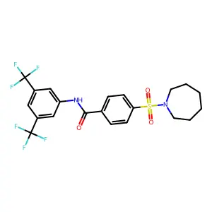 4-(azepan-1-ylsulfonyl)-N-(3,5-bis(trifluoromethyl)phenyl)benzamide structure