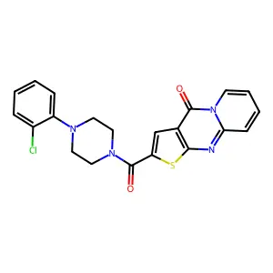 2-(4-(2-chlorophenyl)piperazine-1-carbonyl)-4H-pyrido[1,2-a]thieno[2,3-d]pyrimidin-4-one structure