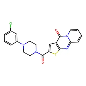 2-(4-(3-chlorophenyl)piperazine-1-carbonyl)-4H-pyrido[1,2-a]thieno[2,3-d]pyrimidin-4-one structure