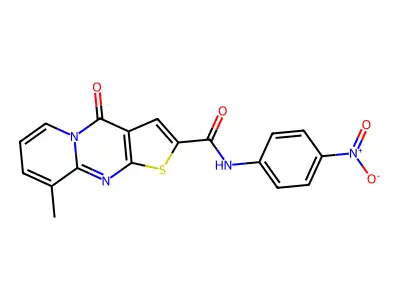 9-methyl-N-(4-nitrophenyl)-4-oxo-4H-pyrido[1,2-a]thieno[2,3-d]pyrimidine-2-carboxamide structure