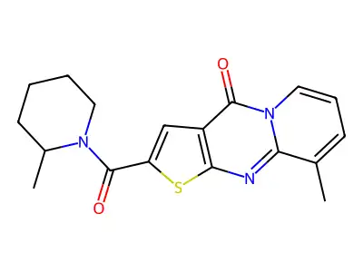 9-methyl-2-[(2-methylpiperidin-1-yl)carbonyl]-4H-pyrido[1,2-a]thieno[2,3-d]pyrimidin-4-one structure