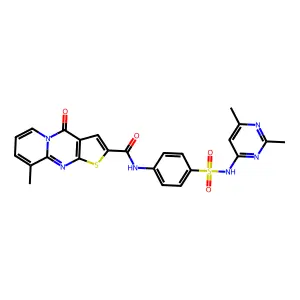 N-{4-[(2,6-dimethylpyrimidin-4-yl)sulfamoyl]phenyl}-10-methyl-2-oxo-6-thia-1,8-diazatricyclo[7.4.0.0^{3,7}]trideca-3(7),4,8,10,12-pentaene-5-carboxamide structure