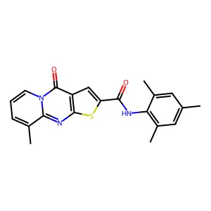 N-mesityl-9-methyl-4-oxo-4H-pyrido[1,2-a]thieno[2,3-d]pyrimidine-2-carboxamide structure
